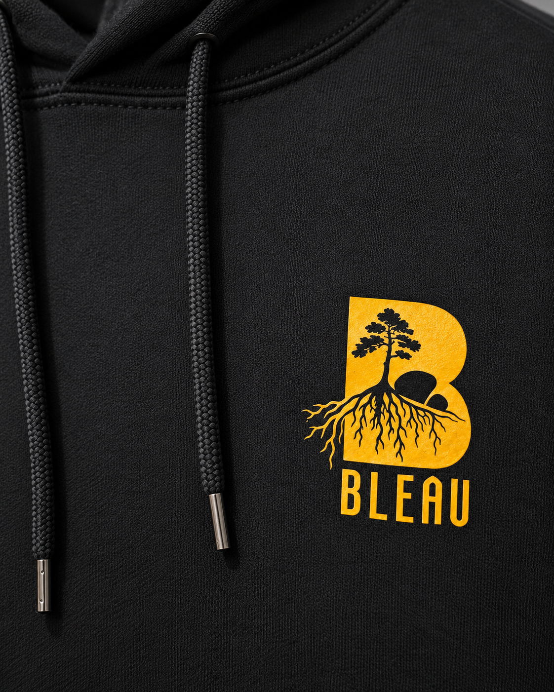Gros plan du motif BLEAU doré